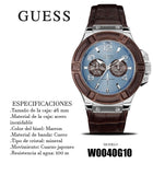 Buy Shop Guess Rigor Analogue Quartz Blue Dial Brown Leather Strap Watch For Men - W0040G10 USA Online