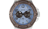 Buy Shop Guess Rigor Analogue Quartz Blue Dial Brown Leather Strap Watch For Men - W0040G10 USA Online