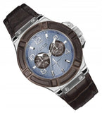 Buy Shop Guess Rigor Analogue Quartz Blue Dial Brown Leather Strap Watch For Men - W0040G10 USA Online