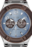 Buy Shop Guess Rigor Analogue Quartz Blue Dial Brown Leather Strap Watch For Men - W0040G10 USA Online