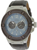 Buy Shop Guess Rigor Analogue Quartz Blue Dial Brown Leather Strap Watch For Men - W0040G10 USA Online