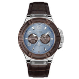Buy Shop Guess Rigor Analogue Quartz Blue Dial Brown Leather Strap Watch For Men - W0040G10 USA Online