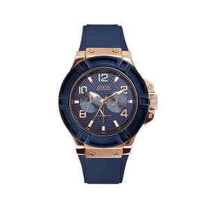 Buy Shop Guess Rigor Blue Dial Blue Silicone Strap Watch For Men - W0247G3 USA Online