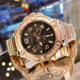 Buy Shop Guess Rigor Multi Function Black Dial Rose Gold Steel Strap Watch For Men - W0218G3 USA Online
