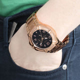 Buy Shop Guess Rigor Multi Function Black Dial Rose Gold Steel Strap Watch For Men - W0218G3 USA Online