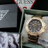 Buy Shop Guess Rigor Multi Function Black Dial Rose Gold Steel Strap Watch For Men - W0218G3 USA Online