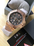 Buy Shop Guess Rigor Multi Function Black Dial Rose Gold Steel Strap Watch For Men - W0218G3 USA Online