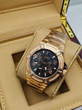 Buy Shop Guess Rigor Multi Function Black Dial Rose Gold Steel Strap Watch For Men - W0218G3 USA Online