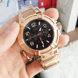Buy Shop Guess Rigor Multi Function Black Dial Rose Gold Steel Strap Watch For Men - W0218G3 USA Online