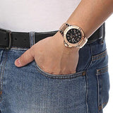 Buy Shop Guess Rigor Multi Function Black Dial Rose Gold Steel Strap Watch For Men - W0218G3 USA Online