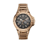 Buy Shop Guess Rigor Multi Function Black Dial Rose Gold Steel Strap Watch For Men - W0218G3 USA Online