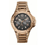 Buy Shop Guess Rigor Multi Function Black Dial Rose Gold Steel Strap Watch For Men - W0218G3 USA Online
