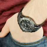 Buy Shop Guess Rigor Multifunction Black Dial Black Steel Strap Watch For Men - W0218G1 USA Online