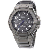 Buy Shop Guess Rigor Multifunction Black Dial Black Steel Strap Watch For Men - W0218G1 USA Online