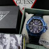 Buy Shop Guess Rigor Multifunction Black Dial Blue Steel Strap Watch for Men - W0218G4 USA Online