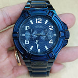 Buy Shop Guess Rigor Multifunction Black Dial Blue Steel Strap Watch for Men - W0218G4 USA Online