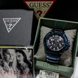 Buy Shop Guess Rigor Multifunction Black Dial Blue Steel Strap Watch for Men - W0218G4 USA Online