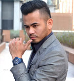 Buy Shop Guess Rigor Multifunction Black Dial Blue Steel Strap Watch for Men - W0218G4 USA Online