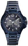 Buy Shop Guess Rigor Multifunction Black Dial Blue Steel Strap Watch for Men - W0218G4 USA Online
