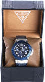 Buy Shop Guess Rigor Multifunction Chronograph Blue Dial Blue Leather Strap Watch For Men - W0040G7 USA Online