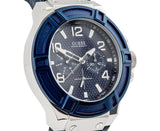 Buy Shop Guess Rigor Multifunction Chronograph Blue Dial Blue Leather Strap Watch For Men - W0040G7 USA Online