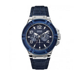 Buy Shop Guess Rigor Multifunction Chronograph Blue Dial Blue Leather Strap Watch For Men - W0040G7 USA Online