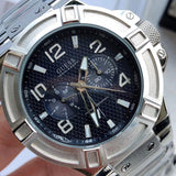 Buy Shop Guess Rigor Quartz Black Dial Silver Steel Strap Watch For Men - W0218G2 USA Online