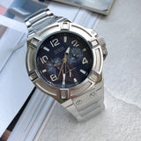 Buy Shop Guess Rigor Quartz Black Dial Silver Steel Strap Watch For Men - W0218G2 USA Online