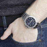 Buy Shop Guess Rigor Quartz Black Dial Silver Steel Strap Watch For Men - W0218G2 USA Online