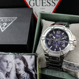 Buy Shop Guess Rigor Quartz Black Dial Silver Steel Strap Watch For Men - W0218G2 USA Online