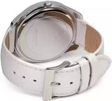 Buy Shop Guess Rosette Analog White Dial White Leather Strap Watch For Women - W75043L1 USA Online