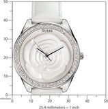 Buy Shop Guess Rosette Analog White Dial White Leather Strap Watch For Women - W75043L1 USA Online