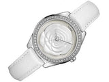 Buy Shop Guess Rosette Analog White Dial White Leather Strap Watch For Women - W75043L1 USA Online