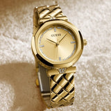 Buy Shop Guess Rumour Quartz Gold Dial Gold Steel Strap Watch For Women - GW0613L2 USA Online
