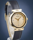 Buy Shop Guess Rumour Quartz Gold Dial Black Leather Strap Watch For Women - GW0689L2 USA Online