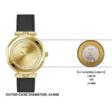 Buy Shop Guess Rumour Quartz Gold Dial Black Leather Strap Watch For Women - GW0689L2 USA Online