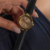 Buy Shop Guess Rumour Quartz Gold Dial Black Leather Strap Watch For Women - GW0689L2 USA Online