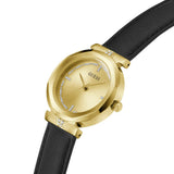 Buy Shop Guess Rumour Quartz Gold Dial Black Leather Strap Watch For Women - GW0689L2 USA Online
