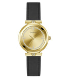 Buy Shop Guess Rumour Quartz Gold Dial Black Leather Strap Watch For Women - GW0689L2 USA Online