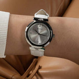 Buy Shop Guess Rumour Silver Dial White Leather Strap Watch For Women - GW0689L1 USA Online