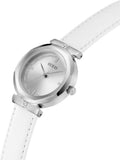 Buy Shop Guess Rumour Silver Dial White Leather Strap Watch For Women - GW0689L1 USA Online