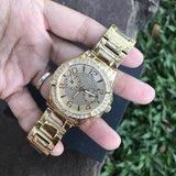 Buy Shop Guess Sassy Analog Quartz Gold Dial Gold Steel Strap Watch For Women - W0705L2 USA Online