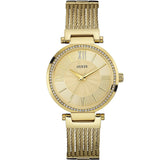 Buy Shop Guess Soho Champagne Dial Stainless Steel Mesh Bracelet Watch For Women - W0638L2 USA Online