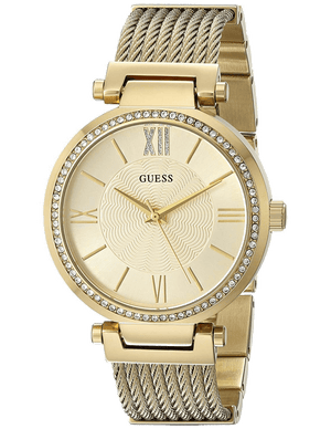 Buy Shop Guess Soho Champagne Dial Stainless Steel Mesh Bracelet Watch For Women - W0638L2 USA Online