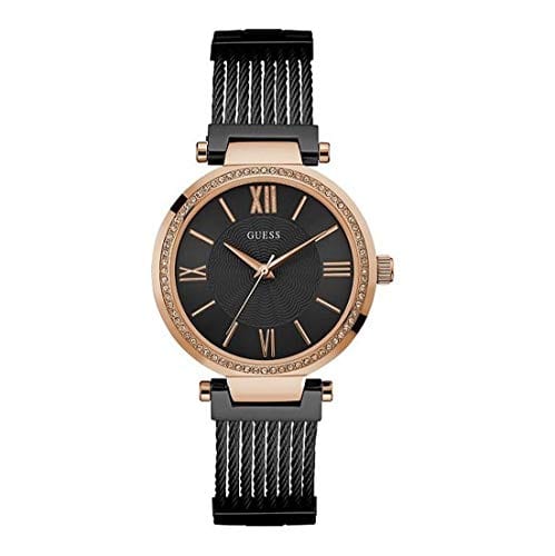 Buy Shop Guess Soho Diamonds Black Dial Black Mesh Bracelet Watch for Women - W0638L5 USA Online