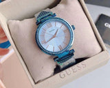 Buy Shop Guess Soho Diamonds Blue Dial Blue Mesh Bracelet Watch For Women - W0638L3 USA Online