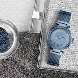 Buy Shop Guess Soho Diamonds Blue Dial Blue Mesh Bracelet Watch For Women - W0638L3 USA Online