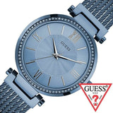 Buy Shop Guess Soho Diamonds Blue Dial Blue Mesh Bracelet Watch For Women - W0638L3 USA Online