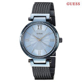 Buy Shop Guess Soho Diamonds Blue Dial Blue Mesh Bracelet Watch For Women - W0638L3 USA Online