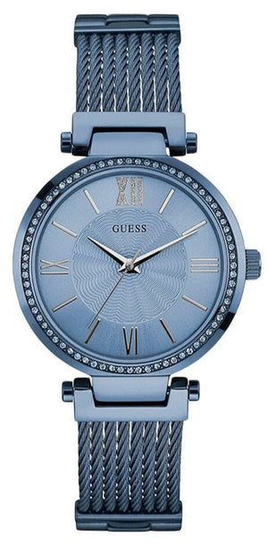 Buy Shop Guess Soho Diamonds Blue Dial Blue Mesh Bracelet Watch For Women - W0638L3 USA Online